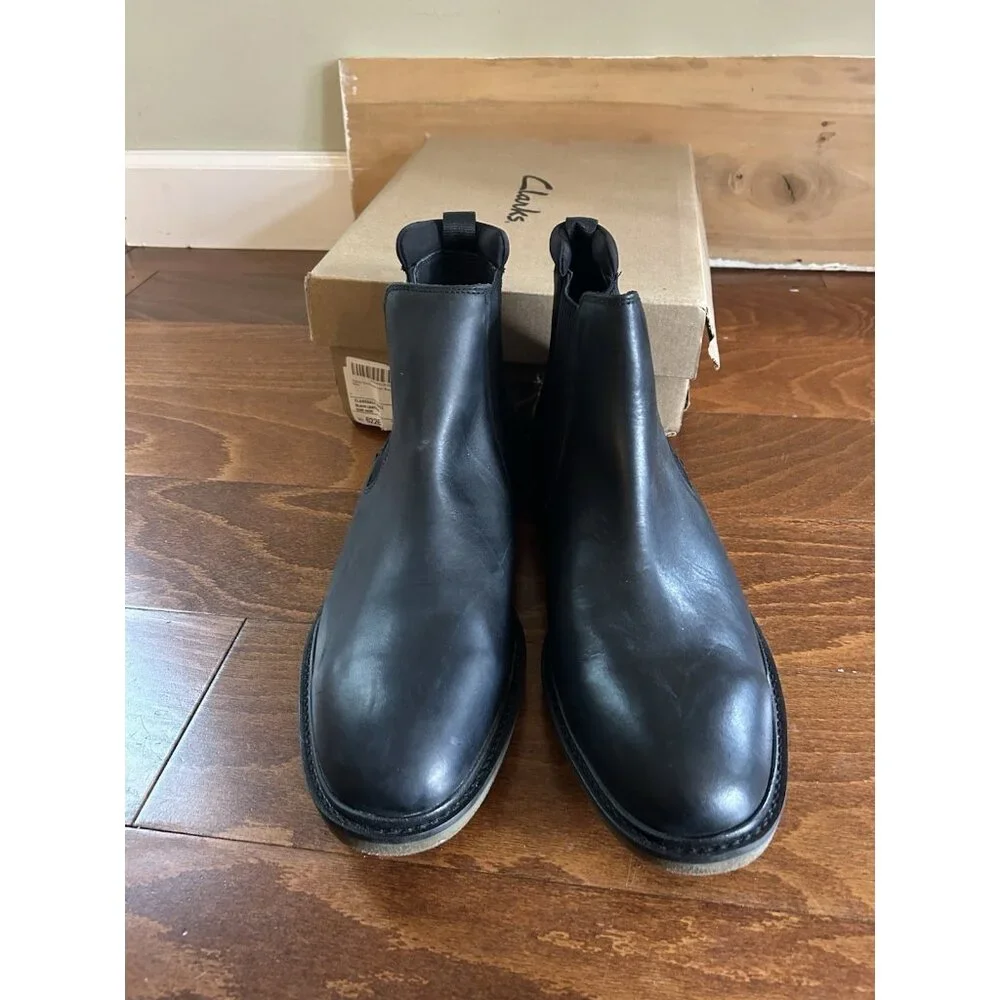 Clarks Clarkdale Hall Pull On Ankle Boots Black Leather NEW Sz 11‎ M